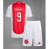 Stroje piłkarskie Ajax Brian Brobbey #9 Koszulka Podstawowej dla dzieci 2024-25 Krótki Rękaw (+ szorty)